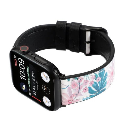 Printed Leather Apple Watch Strap 42/40/38/45mm Universal