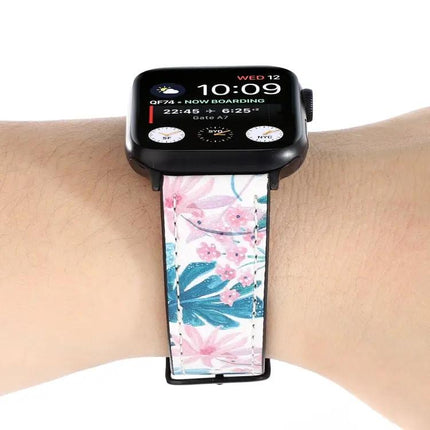 Printed Leather Apple Watch Strap 42/40/38/45mm Universal