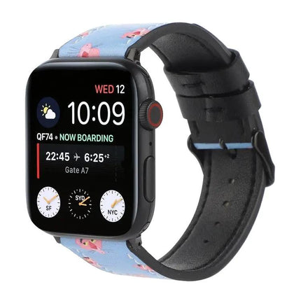 Printed Leather Apple Watch Strap 42/40/38/45mm Universal