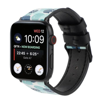 Printed Leather Apple Watch Strap 42/40/38/45mm Universal