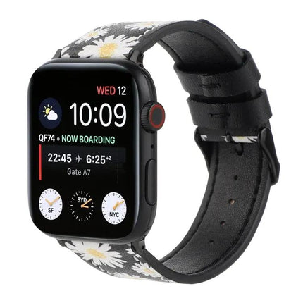 Printed Leather Strap For Apple Watch 38 41 44 45 49mm