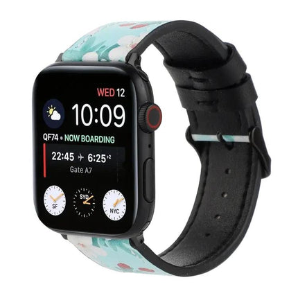Printed Leather Strap For Apple Watch 38 41 44 45 49mm