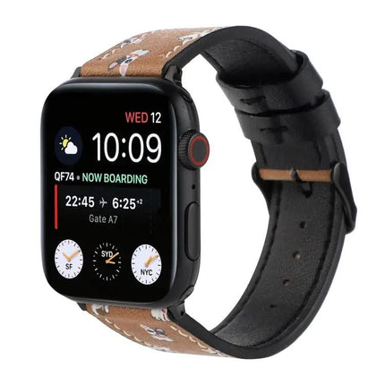 Printed Leather Apple Watch Strap 42/40/38/45mm Universal