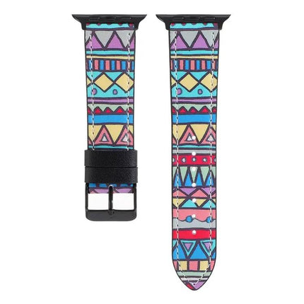 Printed Leather Strap For Apple Watch 38 41 44 45 49mm