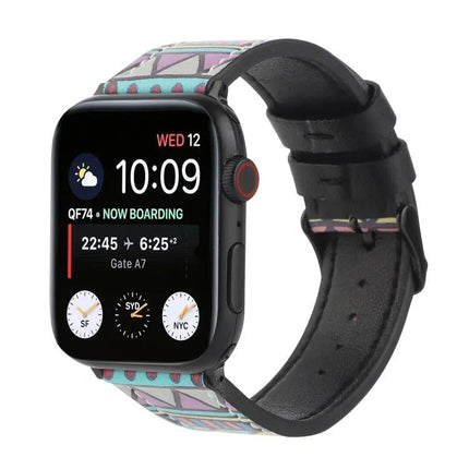 Printed Leather Strap For Apple Watch 38 41 44 45 49mm