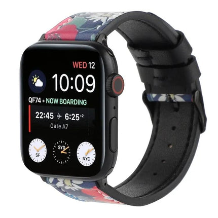 Printed Leather Apple Watch Strap 42/40/38/45mm Universal