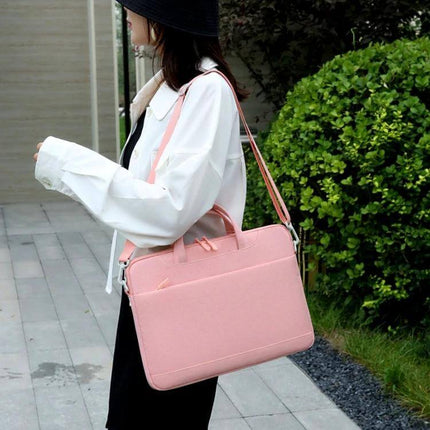 Practical Everyday Shoulder Bag for 13.3 to 15.6 Inch Laptops pink waterproof Oxford cloth commuter shoulder bag with trolley sleeve