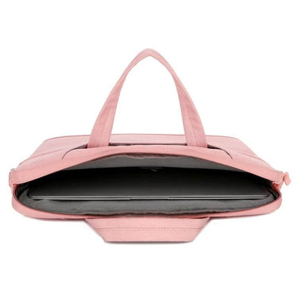 Practical Everyday Shoulder Bag for 13.3 to 15.6 Inch Laptops - pink waterproof Oxford cloth laptop sleeve with handles, fits 13.3–15.6in