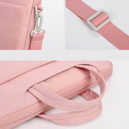 Practical Everyday Shoulder Bag for 13.3 to 15.6 Inch Laptops pink waterproof Oxford cloth with adjustable strap and trolley sleeve