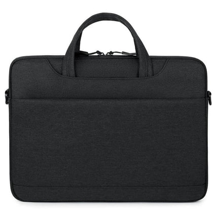 Practical Everyday Shoulder Bag for 13.3 to 15.6 Inch Laptops – waterproof black Oxford cloth commuter laptop bag with handles and front pocket