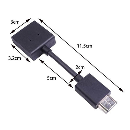 Rotatable Gold-Plated HDMI Extension Cable for 4K Connections showing black short extension with measurements and gold-plated HDMI connector