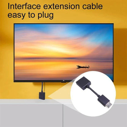 Rotatable Gold-Plated HDMI Extension Cable for 4K Connections shown connected to wall-mounted TV with rotatable adapter