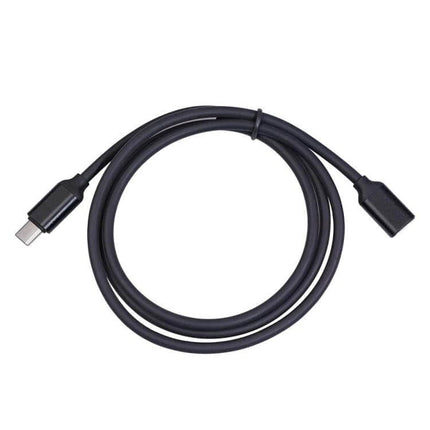 USB-C Male to Female Extension Cable for Power and Data Transfer - black USB-C male to female extension cable coiled for charging and data