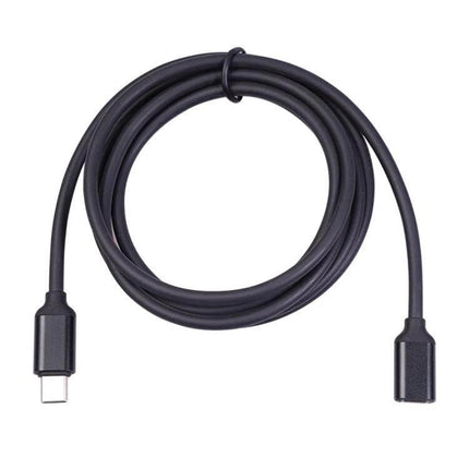 USB-C Male to Female Extension Cable for Power and Data Transfer - black USB-C extension cable coiled for charging and data