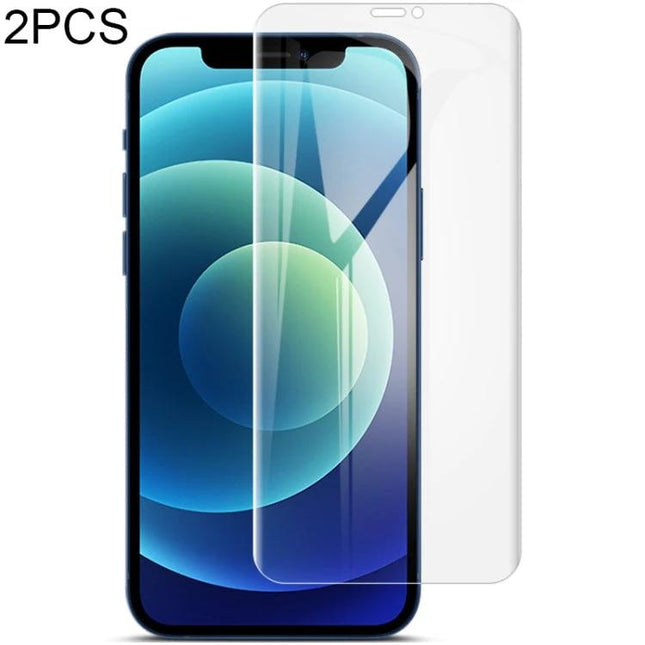 IMAK 2-Pack Curved Hydrogel Screen Protector For Phones Everyday Scratch Protection on a smartphone showing clear curved edge coverage and touch clarity