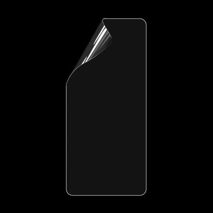 Alt Tag: 25-Pack Hydrogel Screen Protectors For Samsung Galaxy Phones showing single protector peeled corner on black background