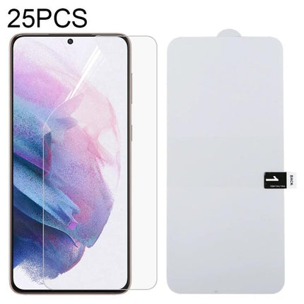 25-Pack Hydrogel Screen Protectors For Samsung Galaxy Phones clear flexible protector on phone and pack of 25 for travel and outdoor use