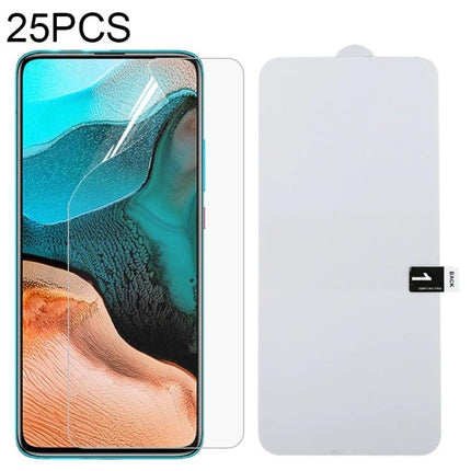 25-Pack Hydrogel Screen Protectors For Samsung Galaxy Phones clear hydrogel film showing phone screen and backing template