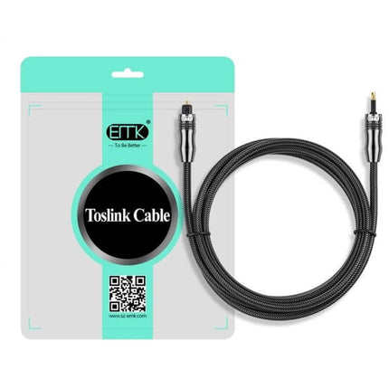 EMK 1.5m Digital Optical Audio Cable for Home Audio Systems braided Toslink cable with metal connectors and retail packaging