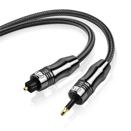 EMK 1.5m Digital Optical Audio Cable for Home Audio Systems — braided POF cable with gold-plated optical connectors for clear interference-free home theater audio