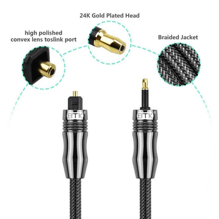 EMK 1.5m Digital Optical Audio Cable for Home Audio Systems braided 24K gold plated toslink cable with POF clear digital audio