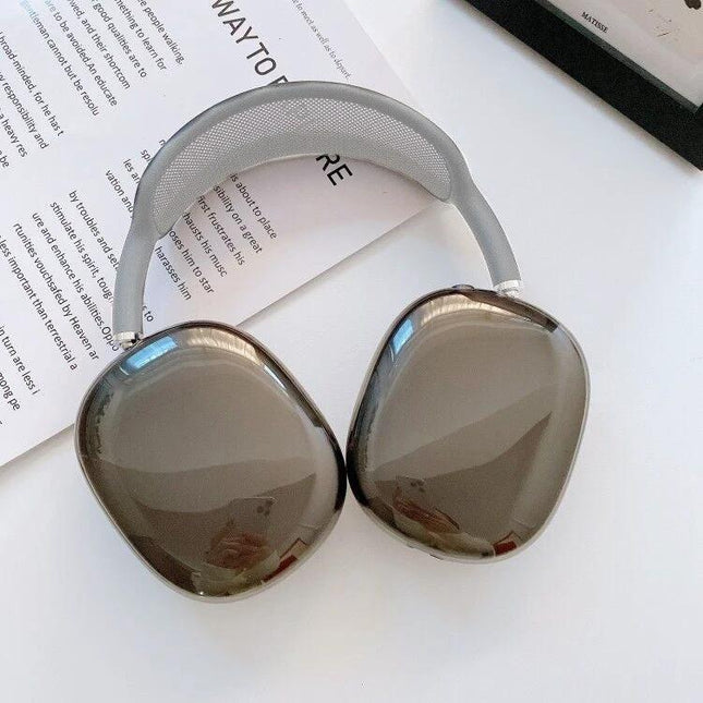 Protect Your AirPods Max with a Transparent Daily Case showing glossy transparent ear cups and snug 1:1 fit for everyday sweat and dust protection