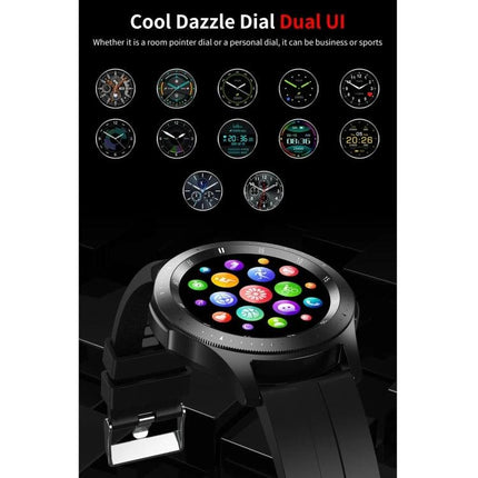 Daily Health Tracker Bracelet for Everyday Wellness Monitoring showing smartwatch with multiple colorful dial UIs and app icons