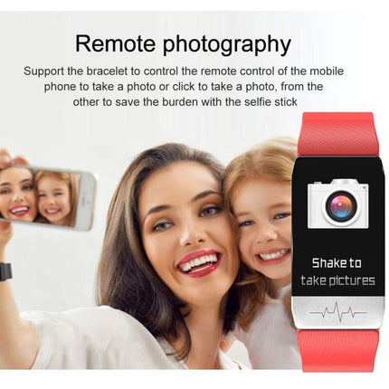 Daily Health Tracker Bracelet for Everyday Wellness showing remote photography feature with mother and child taking a selfie