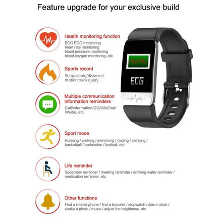 Daily Health Tracker Bracelet for Everyday Wellness black fitness tracker showing ECG, steps, calories, sleep and activity icons
