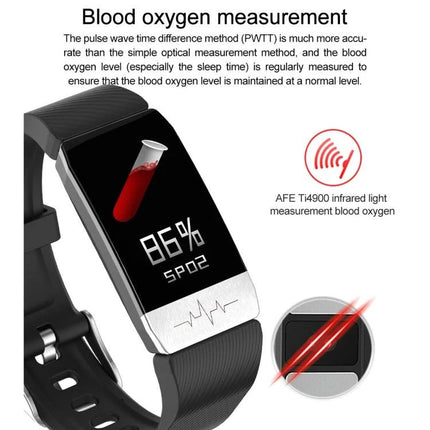 Daily Health Tracker Bracelet for Everyday Wellness showing SpO2 86% blood oxygen reading on black fitness band display