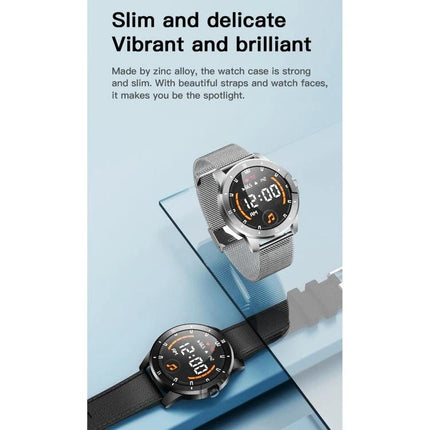 Essential smart watch for everyday health and activity monitoring - slim metal and leather strap watches showing step, heart rate and call reminders