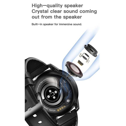 Essential smart watch for everyday health and activity monitoring - rear view showing built-in high-quality speaker and heart-rate sensor