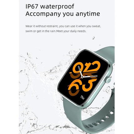 Smart Watch for Everyday Health and Activity Monitoring - IP67 waterproof smartwatch showing step and heart-rate display with green strap