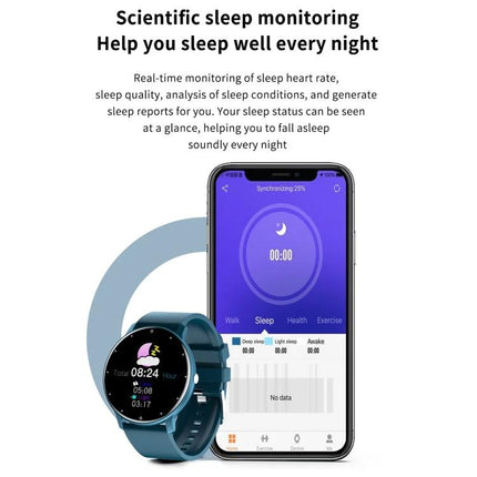 A Smart Watch for Everyday Health Monitoring and Activity Tracking showing sleep monitoring app on phone and watch