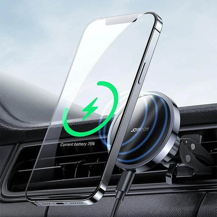 JOYROOM Magnetic Wireless Car Charger Holder for Smartphones mounted on air vent charging smartphone wirelessly