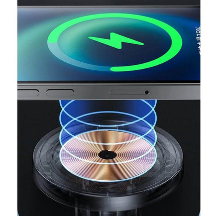 JOYROOM Magnetic Wireless Car Charger Holder for Smartphones showing wireless charging coil and phone alignment