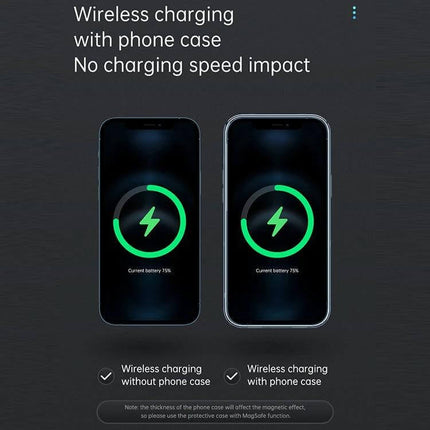 JOYROOM Magnetic Wireless Car Charger Holder for Smartphones shown charging two phones wirelessly on a vent-mounted magnetic car holder