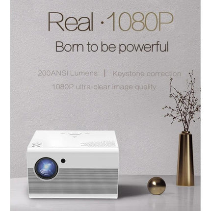 Portable Android Projector for Home Entertainment Use white compact 1080P projector on table for family movie nights