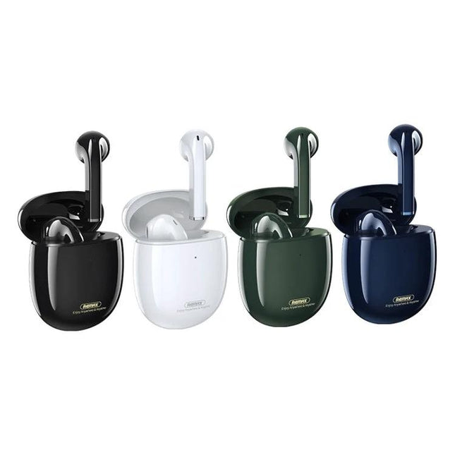 Remax TWS Earphones For Commuting And Daily Listening in black white green navy with magnetic ergonomic true wireless earbuds