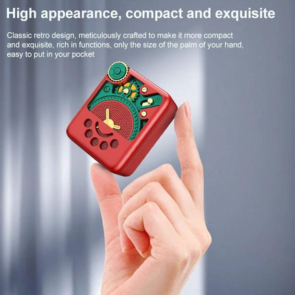 Remax Portable Bluetooth Speaker For Outdoor Travel And Picnics compact red retro speaker held on fingertip, Bluetooth 5.0, TF card