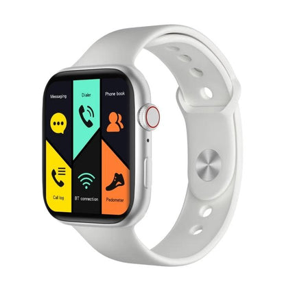Versatile Smart Watch for Everyday Activity Tracking - white smartwatch showing activity icons, Bluetooth connection and pedometer on screen