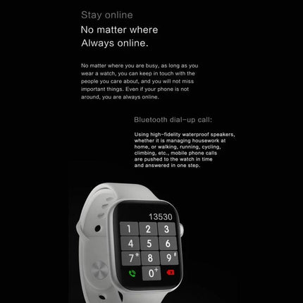 Versatile Smart Watch for Everyday Activity Tracking showing Bluetooth dial-pad and step count on black background