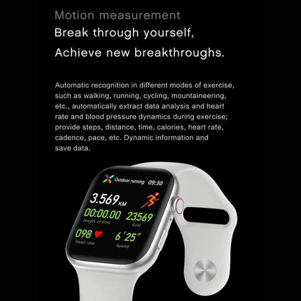 Versatile Smart Watch for Everyday Activity Tracking showing fitness metrics on screen, heart rate, steps and Bluetooth sync