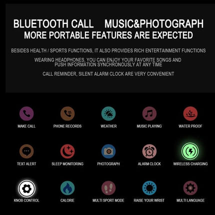Versatile Smart Watch for Everyday Activity Tracking - Bluetooth call, music, photograph features and activity icons