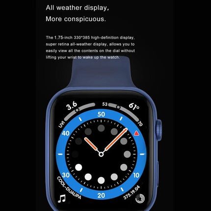 Versatile Smart Watch for Everyday Activity Tracking - navy blue smartwatch with 1.75-inch all-weather display showing activity ring and heart rate