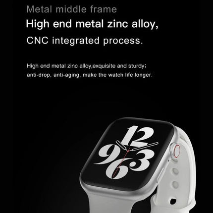 Versatile Smart Watch for Everyday Activity Tracking showing metal zinc alloy frame, white band, and large numeric watch face
