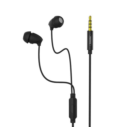 REMAX In Ear Sleep Earphones With Low Profile Comfort Fit black low-profile silicone earbuds with inline mic and 3.5mm jack