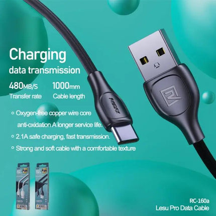 Remax Lesu Pro Series 2.1A Charging Data Cable 1m Type C 8 Pin Micro USB