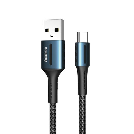 Remax Barrett Series 2.4A USB Type C 8 Pin Braided Cable 1m braided aluminum alloy cable with reinforced soft net tail and durable in-mold connectors