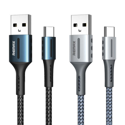 Remax Barrett Series 2.4A USB Type C 8 Pin Braided Cable 1m - aluminum alloy braided 1m cable with reinforced soft tail and tinned copper for durability